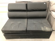 SOFA BED BLACK LEATHER (DIRTY AND BROKEN) .