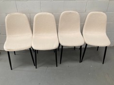 4 X CREAM COLOURED METAL AND FABRIC BATH CHAIRS 44 CM LONG.