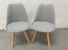 2 X DINING CHAIR DEULINE OSLO GREY FABRIC COVER BEECH WOOD.