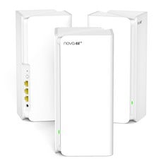 TENDA NOVA MX21 PRO AXE5700 SET OF 3 X TRIBAND MESH WI-FI 6E WHOLE HOME SYSTEMS, WI-FI 6 MESH UP TO 360㎡(4200FT²), 9 GIGABIT PORTS, 200 CONNECTED DEVICES, ONE-CLICK MESH - RRP €399.99.