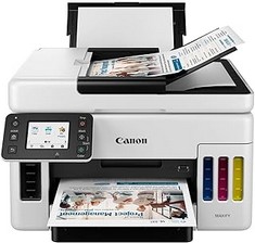 CANON MAXIFY GX6050 MEGATANK, COMPACT 3-IN-1 MULTIFUNCTION PRINTER, INKJET SYSTEM, REFILLABLE INK TANKS, 35-SHEET ADF, HIGH SPEED PRINTING, WHITE - RRP 458.90€.