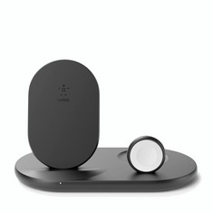 BELKIN 3-IN-1 WIRELESS CHARGER (7,5 W WIRELESS CHARGING STATION FOR IPHONE, APPLE WATCH AND AIRPODS, WIRELESS CHARGING DOCK, CHARGING STAND) BLACK , RRP: 105 €.