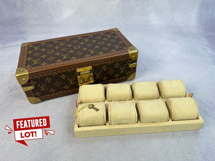 Louis Vuitton 8 Watch Case With Removable Tray And One Key REF-M47641, Dimensions 35x12x19.5cm (Approx)  (VAT ONLY PAYABLE ON BUYERS PREMIUM)