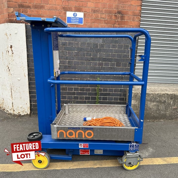 Power Tower Nano Scissor Lift Access Platform Mast Lift, With Key And Power Cable (VAT ONLY PAYABLE ON BUYERS PREMIUM)