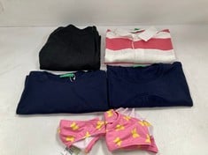 6 X BENETTON CLOTHING ITEMS VARIOUS SIZES AND MODELS INCLUDING PINK AND WHITE POLO SHIRT SIZE - 13 LOCATION 35A.