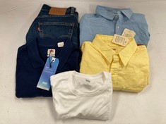 5 X LEVIS BRAND CLOTHING VARIOUS MODELS AND SIZES INCLUDING YELLOW SHIRT SIZE L- LOCATION 13A.