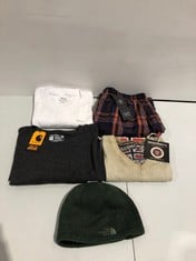 5 X GOOD BRAND CLOTHING VARIOUS MODELS AND SIZES INCLUDING THE NORTH FACE GREEN BEANIE - LOCATION 47A.