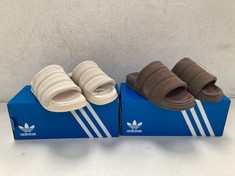 2 X ADIDAS SHOES MODEL ADILETTE ESSENTIAL W BROWN COLOUR SIZE 39 AND BEIGE COLOUR SIZE 37 - LOCATION 8A.