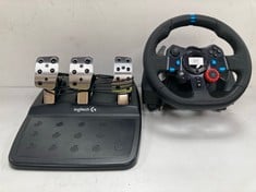 LOGITECH G29 DRIVING FORCE RACING WHEEL AND PEDALS, FORCE FEEDBACK, ANODISED ALUMINIUM, SHIFT PADDLES, EU PLUG, PS5, PS4, PC, MAC, F1 23 & GRAN TURISMO 7 COMPATIBLE, BLACK - LOCATION 45B.