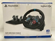 LOGITECH G29 DRIVING FORCE RACING WHEEL AND PEDALS, FORCE FEEDBACK, ANODISED ALUMINIUM, SHIFT PADDLES, EU PLUG, PS5, PS4, PC, MAC, F1 23 & GRAN TURISMO 7 COMPATIBLE, BLACK - LOCATION 49B.