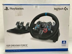 LOGITECH G29 DRIVING FORCE RACING WHEEL AND PEDALS, FORCE FEEDBACK, ANODISED ALUMINIUM, SHIFT PADDLES, EU PLUG, PS5, PS4, PC, MAC, F1 23 & GRAN TURISMO 7 COMPATIBLE, BLACK - LOCATION 49B.