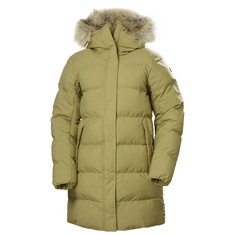 HELLY HANSEN W ADEN INSULATED COAT, WOMEN'S SKI JACKET, GREEN, SIZE S (HAS A HOLE IN THE FRONT) - LOCATION 46B.