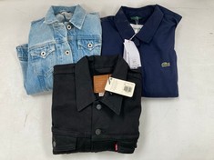 3 X JACKETS VARIOUS BRANDS AND SIZES INCLUDING NAVY BLUE LACOSTE JACKET SIZE 48 - LOCATION 38B.