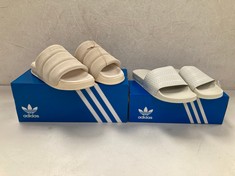 2 X ADIDAS SHOES MODELS ADILETTE W WHITE SIZE 42 AND ADIL TTE ESSENTIAL W SIZE 40 1/2 - LOCATION 14B.