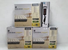 3 X INTEX 6410 DURA-BEAM STANDARD SINGLE HIGH - INFLATABLE MATTRESS, FIBRE-TECH TECHNOLOGY, MULTICOLOUR, 99 X 191 X 25 CM (INCL. INFLATOR) - LOCATION 28B.