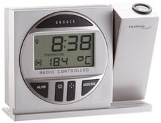 5 X TECHNOLINE ALARM CLOCK PROJECTION, 123 X 36 X 91 MM, SILVER - LOCATION 12B.