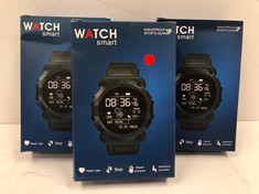 3 X SMARTWATCHES WITH BLUETOOTH, HEART RATE MONITOR, STEP COUNTER, BLOOD PRESSURE AND SEDENTARY REMINDERS