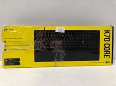 CORSAIR KEYBOARD MODEL K70 CORE BLACK COLOUR (ONE PIECE MISSING) - LOCATION 42C.