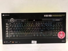 CORSAIR K100 RGB OPTICAL-MECHANICAL GAMING KEYBOARD (CORSAIR OPX RGB SWITCHES, MAGNETIC AND REMOVABLE LEATHERETTE WRIST REST, POLYCARBONATE KEYS) BLACK - LOCATION 42C.