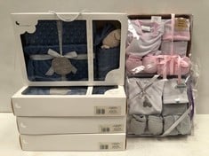 7 X PACKS OF BABY CLOTHES AND BLANKETS VARIOUS BRANDS INCLUDING INTERBABY - LOCATION 14C.