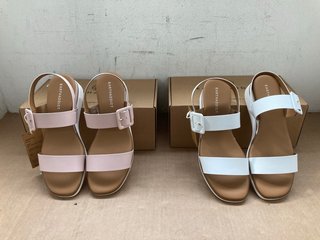 2 X PAIRS OF WOMENS EARTH ADDICT MANTA DOUBLE STRAP BUCKLE WEDGE SANDALS IN WHITE/BLUSH - UK 7: LOCATION - J18