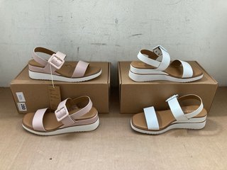 2 X PAIRS OF WOMENS EARTH ADDICT MANTA DOUBLE STRAP BUCKLE WEDGE SANDALS IN WHITE/BLUSH - UK 4: LOCATION - J18