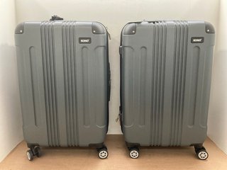 2 X KONO 24" HARD SHELL WHEELED SUITCASE IN BLACK: LOCATION - J20