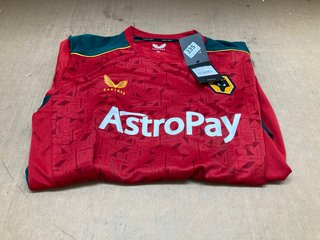 CASTORE 2023-24 WOLVES ADULT AWAY LONG SLEEVE SHIRT IN SAVVY RED - UK XL: LOCATION - I16