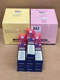 3X ASSORTED VAPES TO INCLUDE SKE CRYSTAL BLUEBERRY RASPBERRIES AND LOST MARY PINEAPPLE ICE (PLEASE NOTE: 18+YEARS ONLY. ID MAY BE REQUIRED): LOCATION - E0