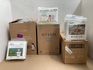 BOX OF KIT AND KIN HYPOALLERGENIC ECO NAPPIES TO INCLUDE BOX OF ECO BY NATY NAPPIES: LOCATION - I2