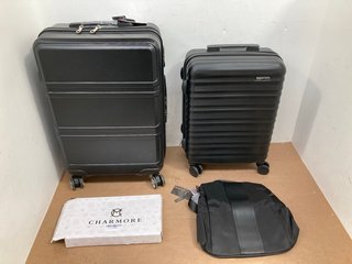 3 X ASSORTED SUITCASES/BAG ITEMS TO INCLUDE CHARMORE BACKPACK IN BLACK: LOCATION - I5