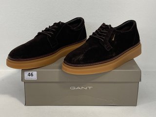 GANT KINZOON COW SUEDE SHOES IN ESPRESSO BROWN - EU 45 - RRP £160: LOCATION - FRONT BOOTH