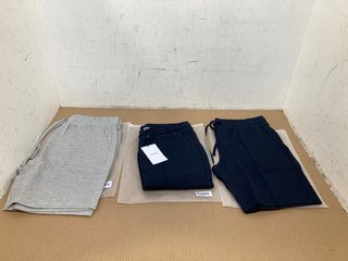 2 X ARNE LUXE ESSENTIAL SHORTS IN MARL GREY/NAVY - UK M TO ALSO INCLUDE ARNE LUXE ESSENTIAL CUFFED JOGGERS IN NAVY - UK M: LOCATION - I11