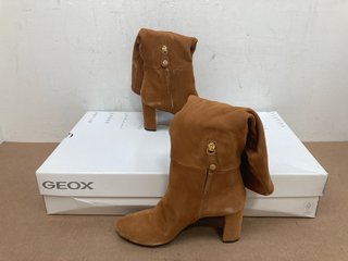 GEOX PHEBY GOAT SUEDE BOOTS IN COGNAC - UK 4: LOCATION - H15