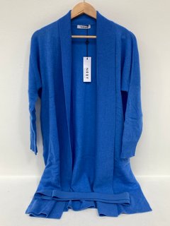 NRBY CLOTHING SUSANNA CASHMERE BELTED CARDIGAN IN COBALT BLUE - UK S - RRP £250.00: LOCATION - FRONT BOOTH