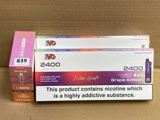 2 X BOXES OF I VAPE GREAT 4 IN 1 2400 PUFF 20MG VAPES IN GRAPE EDITION TO ALSO INCLUDE BOX OF SKE CRYSTAL 600 PUFF 20MG DISPOSABLE VAPES IN FIZZY CHERRY - (PLEASE NOTE: 18+YEARS ONLY. ID MAY BE REQUI