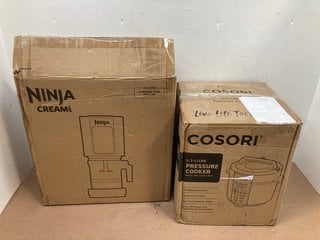 NINJA NC300UKCP CREAMI ICE CREAM & FROZEN DESSERT MAKER - RRP £249.99 TO ALSO INCLUDE COSORI CMC-CO601-SUK 5.7L PRESSURE COOKER: LOCATION - H5