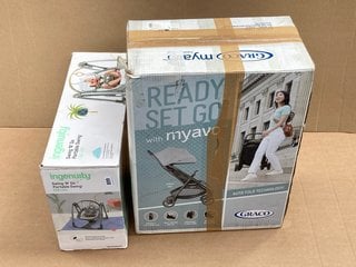 INGENUITY SWING N GO PORTABLE SWING TO ALSO INCLUDE GRACO READY SET GO WITH MYAVO STROLLER IN STEEPLE GREY: LOCATION - H2