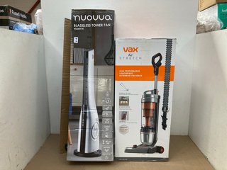 NUOVVA NU00974 BLADELESS TOWER FAN TO ALSO INCLUDE VAX AIR STRETCH UPRIGHT VACUUM CLEANER: LOCATION - H1