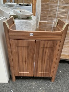 (COLLECTION ONLY) FLOOR STANDING 2 DOOR SEMI RECESSED SINK UNIT IN WALNUT 600 X 310 X 820MM: LOCATION - B6