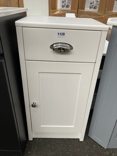 (COLLECTION ONLY) FLOOR STANDING 1 DOOR 1 DRAWER BATHROOM CABINET IN WHITE 400 X 330 X 810MM - RRP £215: LOCATION - A5