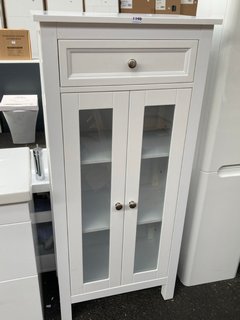 (COLLECTION ONLY) FLOOR STANDING 2 DOOR 1 DRAWER TALL BOY IN WHITE 1410 X 640 X 375MM - RRP £635: LOCATION - A7