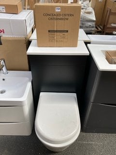 (COLLECTION ONLY) 500 X 260MM W/C UNIT IN BLACK & WHITE WITH BTW PAN & SEAT WITH CONCEALED CISTERN FITTING KIT - RRP £780: LOCATION - A6