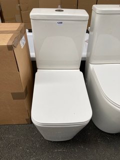 (COLLECTION ONLY) SQUARE STYLED CLOSED COUPLED BTW W/C WITH CISTERN FITTINGS, DUAL FLUSH CHROME BUTTON & SOFT CLOSE SEAT - RRP £365: LOCATION - A6