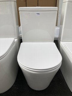 (COLLECTION ONLY) D-SHAPED CLOSED COUPLED BTW W/C WITH CISTERN FITTINGS, DUAL FLUSH CHROME BUTTON & SOFT CLOSE SEAT - RRP £365: LOCATION - A6