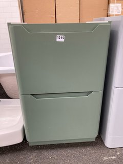 (COLLECTION ONLY) FLOOR STANDING 2 DRAWER SINK UNIT IN SAGE GREEN 480 X 460 X 780MM - RRP £265: LOCATION - A7