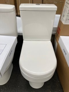 (COLLECTION ONLY) D-SHAPED CLOSED COUPLED W/C WITH CISTERN FITTINGS, DUAL FLUSH CHROME BUTTON & SOFT CLOSE SEAT - RRP £325: LOCATION - A7