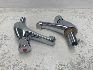 PAIR OF NON CONCUSSIVE BASIN PILLAR TAPS IN CHROME - RRP £190: LOCATION - R1