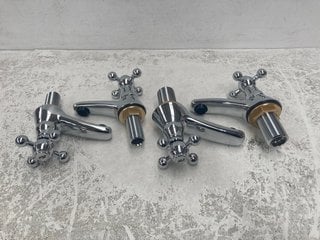 SET OF TRADITIONAL CROSSHEAD ALL CHROME BATH/BASIN PILLAR TAPS - RRP £260: LOCATION - R1