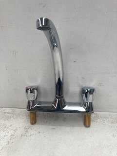 DECK MOUNTED 2TH KITCHEN SINK MIXER TAP IN CHROME WITH SWIVEL SPOUT - RRP £165: LOCATION - R1